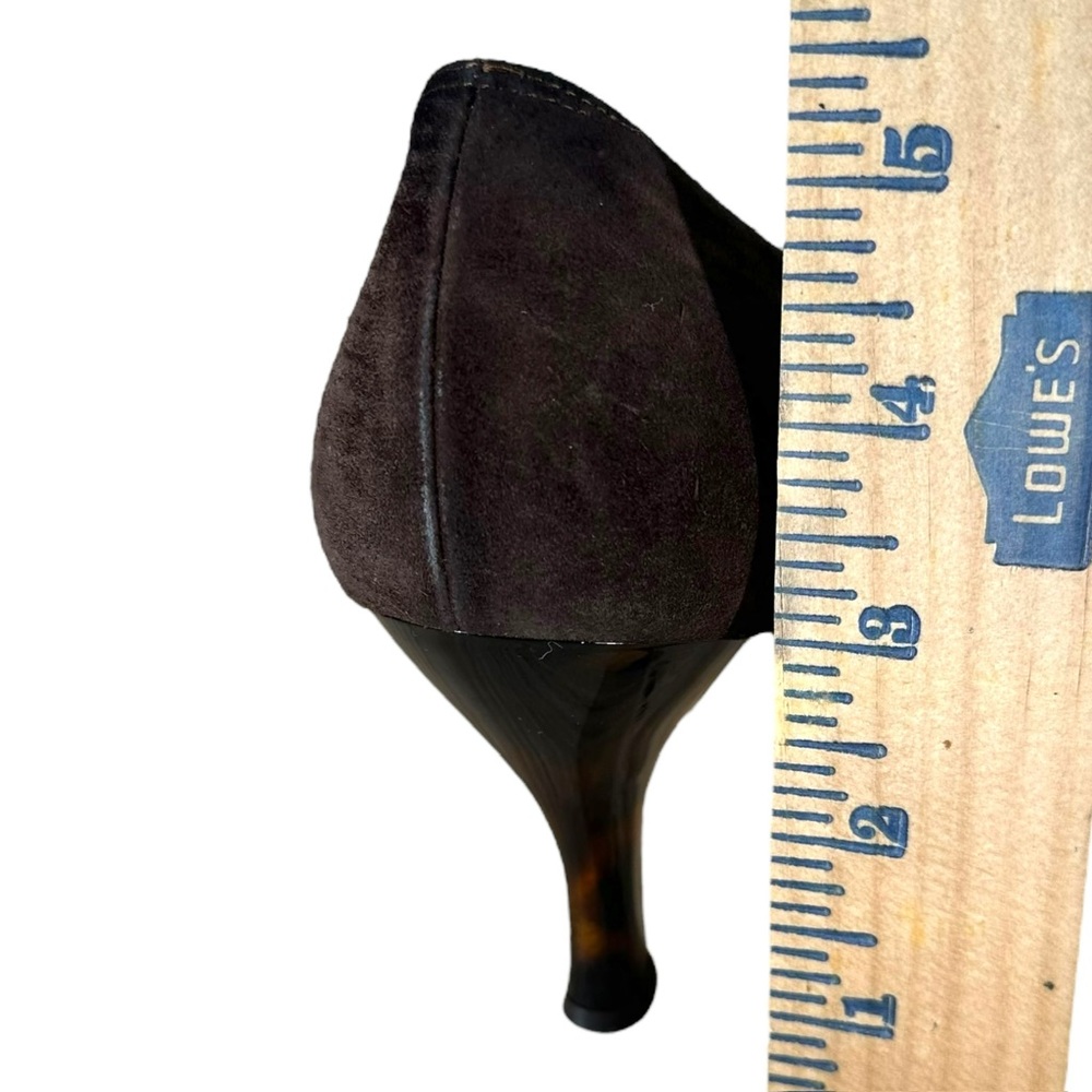 Salvatore Ferragamo Women’s 9 B Brown Suede Pumps VTG Vintage Tortoise Heel - Picture 7 of 13